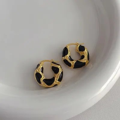 Enamel Color Texture Small Hoop Earring 